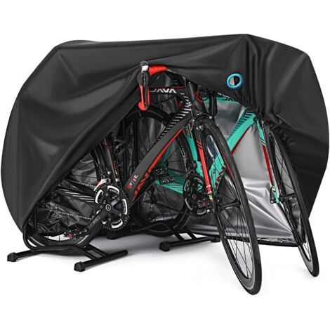 QORVA-Housse de vélo pour 2 ou vélos d'extérieur, housse de vélo imperméable contre la pluie, le soleil, la poussière, la poussière, le vent avec trou de verrouillage pour vélo de montagne électrique