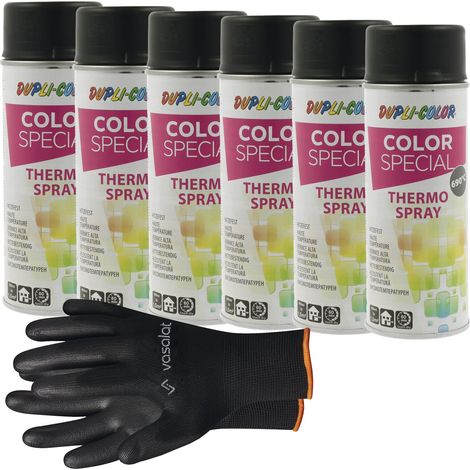 vasalat Dupli-Color Lackspray Hitzebeständig schwarz zum Renovieren, Ausbessern und Verschönern - hochtemperaturbeständiger Hitzelack, 6 Stück (1/5)