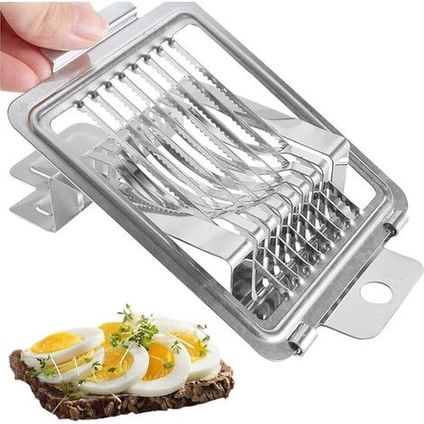 Cortador de huevos multifuncional, Alambre de acero inoxidable antideslizante, Duradero, Rebanadas perfectas de huevos, 1 unidad, color plata (1/5)