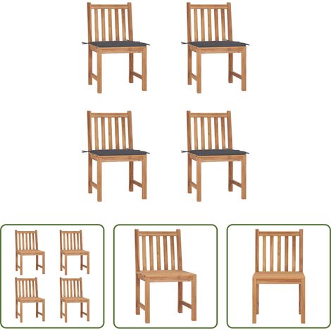 Gartenmöbel Holz -  Gartenstühle 4 Stk. mit Kissen Massivholz Teak (1/5)