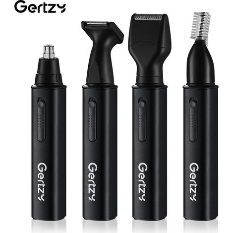 (Noir) Tondeuse à poils de nez et d'oreilles rechargeable par USB avec 4 têtes de lame remplaçables (1/5)