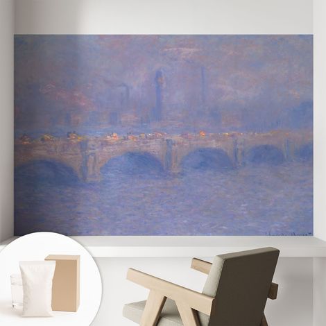 Fototapete - Tapete Vliestapete mit Kleber - Wandtapete Moderne Wandbild Schlafzimmer Wohnzimmer Blaue Brücke 104x70 cm (1/5)