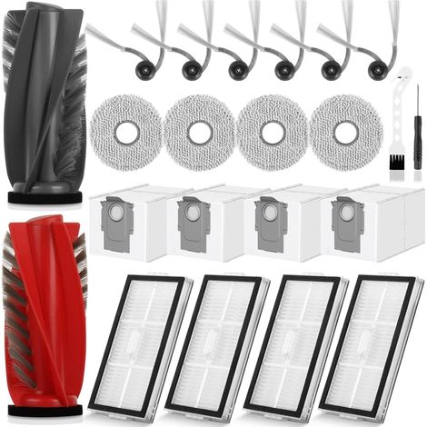 22 Stück Zubehör für Roborock Saros 10R/ G20S Ultra Saugroboter, Ersatzteile für 1 Paar Hauptbürste, 6 Seitenbürsten, 4 HEPA Filter, 4 Wischtücher, 4 Staubbeutel, 1 Reinigungsbürste, 1 Schraubendreher (1/5)