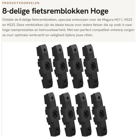 Dailygoods – Fahrradbremsbeläge mit hoher Bremsleistung – Bremsbeläge HS11/HS22/HS33 – 8-teiliges Set – Gummi – Schwarz – Kompatibel mit Magura (1/5)
