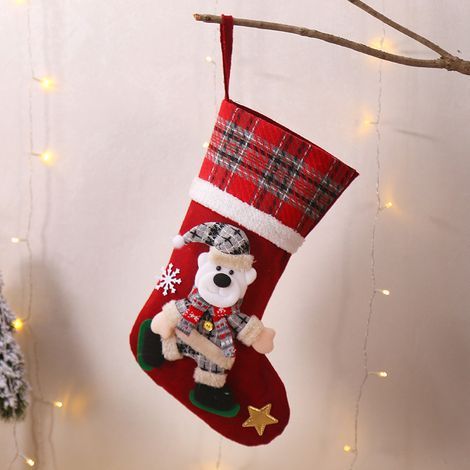 Calza di Natale, Calze di Babbo Natale, per Decorazione Calza di Natale Sacco, Sacco di Caramelle, Sacco Regalo.-D (1/5)