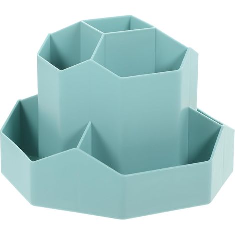 organiseur de stylos rotatif en plastique bleu porte stylos