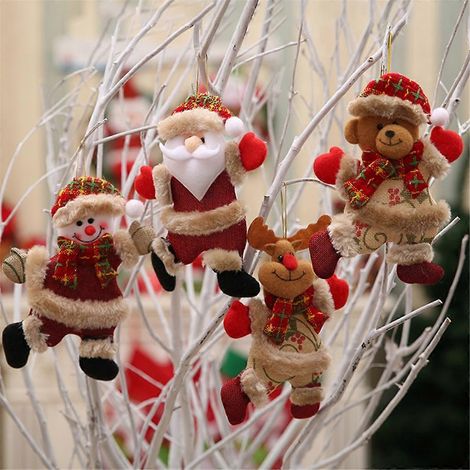 Set mit 12 Weihnachtsbaumdekorationen: Weihnachtsmann, Schneemann und Puppe (wie abgebildet). (1/5)