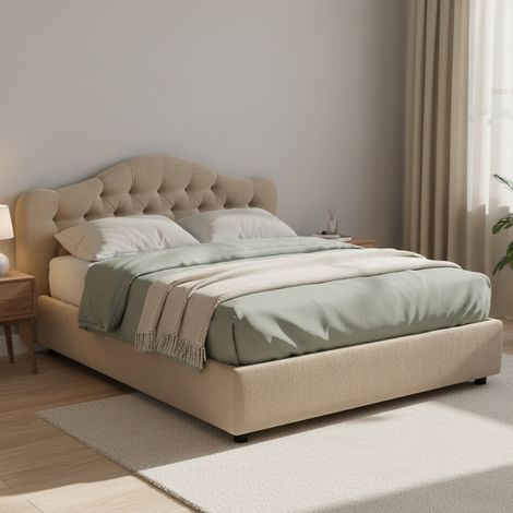 Doppelbett Aly, abnehmbarer Bezug, Bettkasten Made in Italy, Matratze 160x200 cm, Taubengrau\ (1/5)
