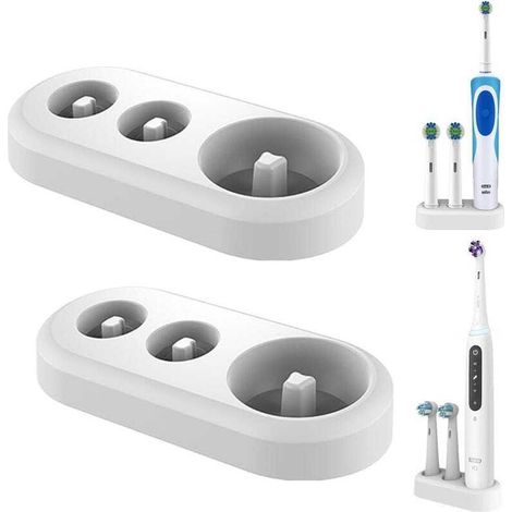 2er-Pack Zahnbürstenhalter, Halter für elektrische Zahnbürstenköpfe, für elektrische Zahnbürsten und IO-Zahnbürstenköpfe, Weiß.