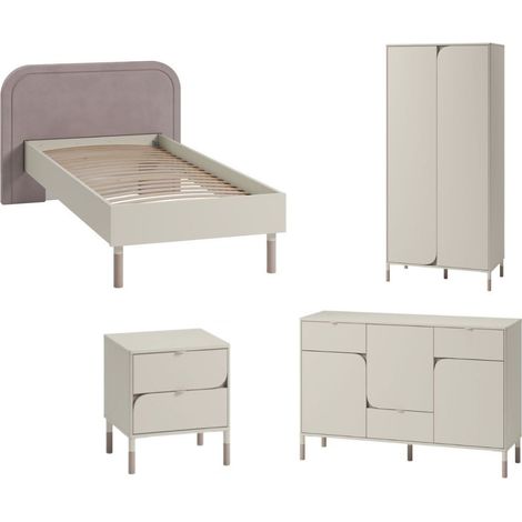 BOBOCHIC - Ensemble lit enfant BOREO avec commode + armoire + chevet (1/5)