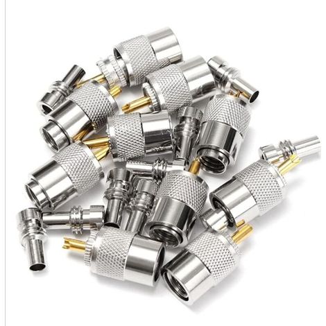 10pcs/lot PL259 UHF male thread coupling connector with reducer for RG8X coaxial cable + tube UHF RG8X connector (1/5)