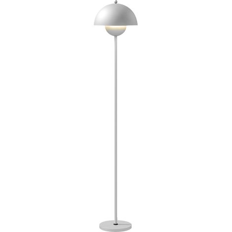 Lampadaire moderne pour salon avec abat-jour bol, interrupteur au pied, douille E27 (ampoule non incluse), Ø30 x 155 cm, argent (1/5)