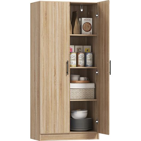 Credenza Cucina Moderna con 2 Ripiani Regolabili e Ante a Chiusura Ammortizzata, 75x40x165 cm, Legno