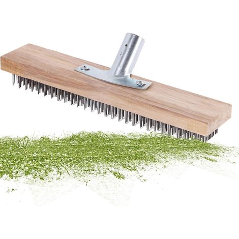 Balai en Fil d'acier Brosse À Récurer en Métal Rigide Brosse À Balai Métallique Balai De Jardin en Métal avec Prise Brosse À Récurer Les Sols pour Enlever La Mousse du Jardin (1/5)