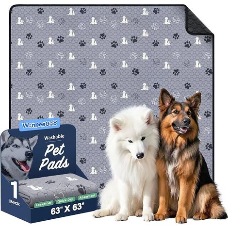 Washable Dog Sanitary Pads for Dogs, Absorbent Reusable Dog Training Mat, Non-Slip Mat for Whelping Pit, Playpen, Cage, Bed, Grey, 24 x 36 inch, Tapis de propreté chien absorbant, imperméable, antidér (1/5)