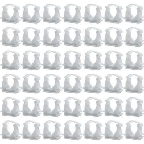 Collier pour tuyau,Lot De 50 Diamètre intérieur 16mm,supports de tuyau,colliers de serrage en plastique,clips de tube blancs,pour Conduite D'eau,Tuyau de Gaz (1/4)