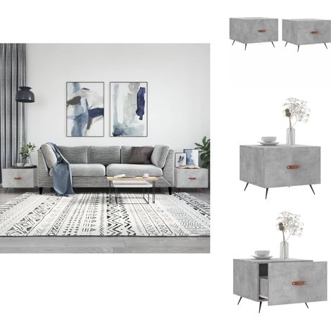 Tables basses 2 pcs gris béton 50x50x40 cm bois d'ingénierie - Table Basse - Meuble Salon - Table D'appoint - Design Moderne - Style Scandinave (1/5)
