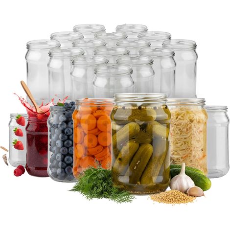 45 bocaux en verre de 315 ml SANS couvercles pour miel, liqueurs, confitures et conserves (1/5)