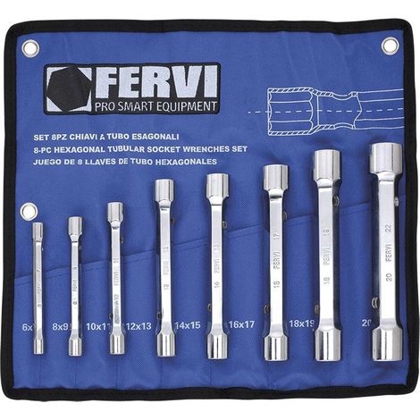 Satz mit 8 Innensechskantschlusseln 6x7 - 20x22 mm Fervi 0442