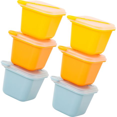 Lot de 6 Moules à Glaçons Cocktail avec Couvercle, Bleu Jaune Orange, Récipient de Congélation Alimentaire pour Maison