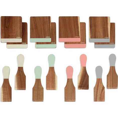 Set accessoires pour raclette Livoo, finition bois, 8 pièces, couteaux & spatules (1/3)