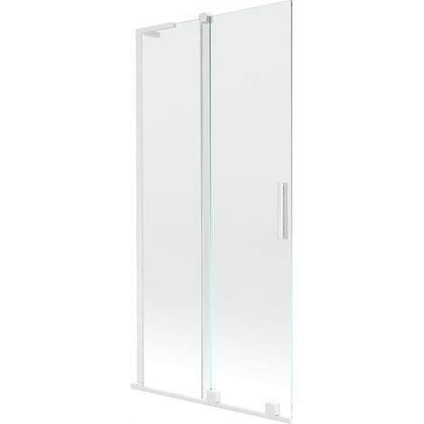 Mexen Velar L paravent de baignoire coulissant à 2 panneaux 95 x 150 cm, transparent, blanc - 896-095-003-01-20 (1/2)