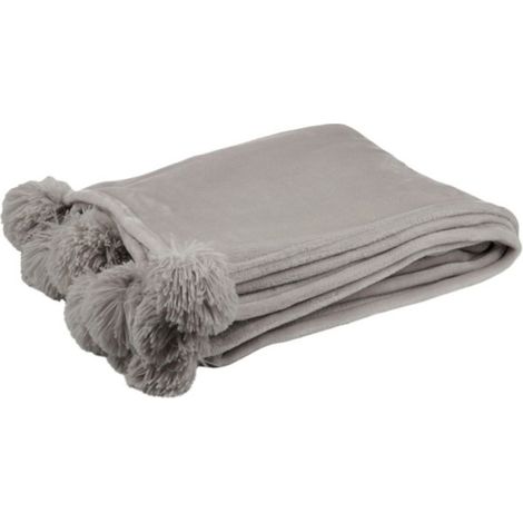 Plaid à Pompons "Blanket" 130x170cm Taupe Clair