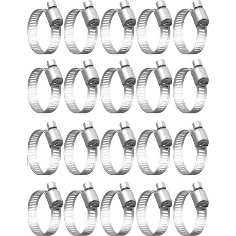 Lot de 20 colliers de serrage inox 304 Plage de serrage 32-50 mm Résistance à la corrosion Pour tuyaux et câbles (1/5)