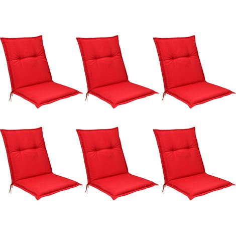6er Set Niedriglehner Auflagen Base NL, 100x50cm, Rot