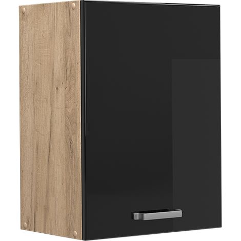 Pensile da cucina R-Line, Nero lucido, 45 cm, Vicco