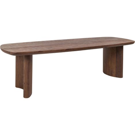Table à manger en bois brun aux lignes arrondies - brun épicé (1/5)