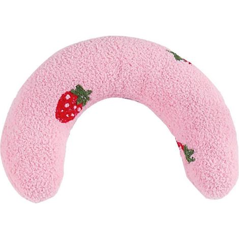 Petit coussin pour chat en forme de U, doux et moelleux, jouet apaisant pour animaux de compagnie - Rose (1/5)