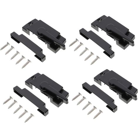 Verrous de Fenêtre Coulissante Résistant la Rouille en Alliage de Zinc Noir Lot de 4 Design Crochet à Came pour Sécurité Garçon et Filles pour Maison et Bureau