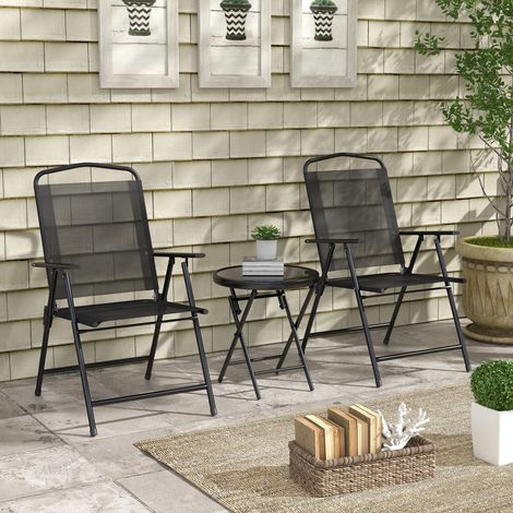Ensemble jardin 3 Noir pièces 2 chaises table basse Ø métal 53,5x64x93 cm 45x50 cm