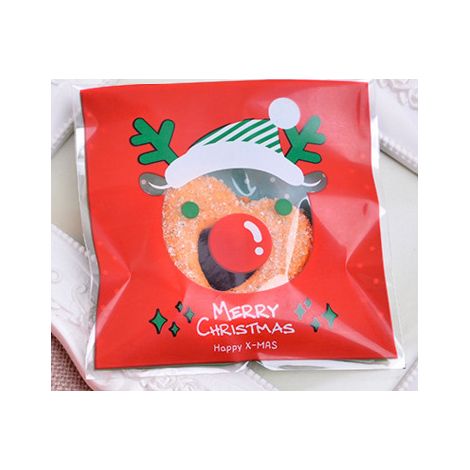 Andere Weihnachtsdekorationen, 100 Stück 10x10 Weihnachts-Selbstklebe-Verpackungsbeutel Weihnachtsbeutel Bonbonbeutel Macaronbeutel Handgemachte Seifenbeutel Verpackungsbeutel 10x10cm Weihnachtselch