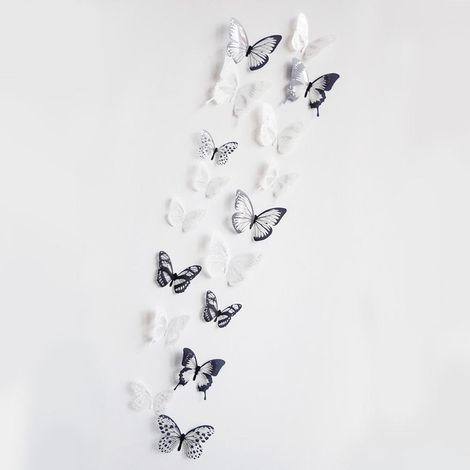18 autocollants muraux papillons 3D amovibles, décoration murale pour chambre d'enfant, salle de classe, fête, cadeau à faire soi-même (1/3)