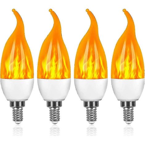 Lot de 4 ampoules LED E14 3W à effet flamme avec 3 modes d'éclairage décoratifs (1/5)