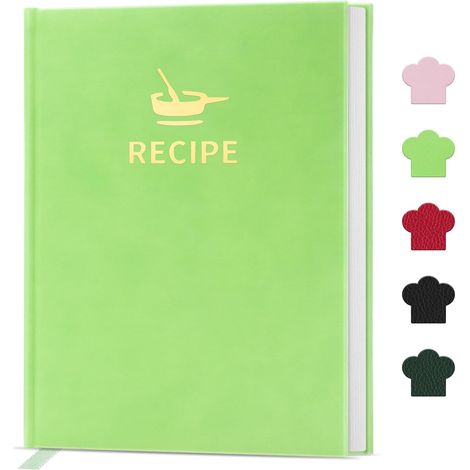 Livre de Recettes Vierge Pour Écrire Vos Propres Recettes, Élégant Carnet de Recettes À Couverture Rigide, 24,5 x 14,9 CM Un Livre de Recettes Parfait Pour Les Amateurs de Cuisine (Vert Clair) (1/5)
