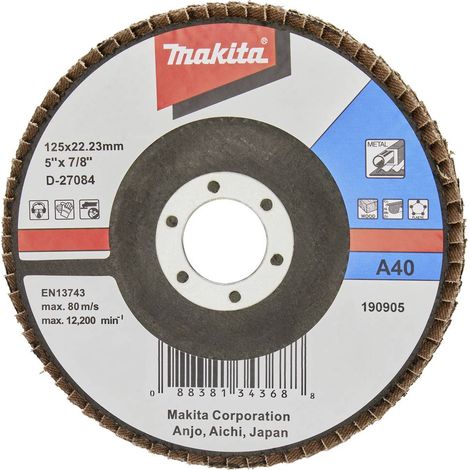 Makita – D27084 Disque à lamelles 125mm A40 – Pour coupes agressives sur métaux et plastiques – Haute efficacité et durabilité (1/3)