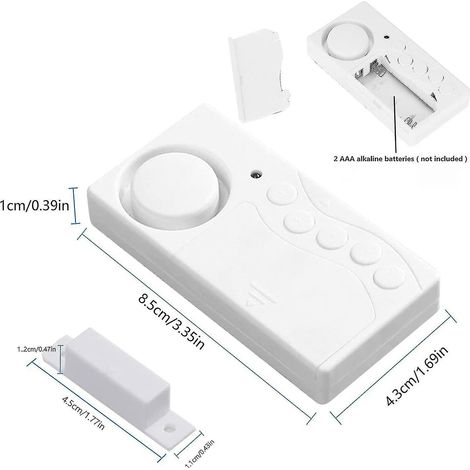 Alarme magnétique d'isolation de porte ouverte, alarme de porte de réfrigérateur, alarme de porte et fenêtre non fermées, rappel de sonnette de porte à fermeture différée (1/4)