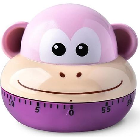 Minuteur de cuisine mécanique de 60 minutes, en forme de singe mignon, alarme sonore puissante, sans piles, idéal pour la cuisine, les études, le bureau, les jeux et le sport. (1/5)