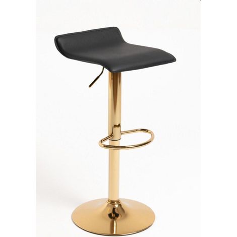 ORION91 Taburete Alto PLÉYADES Regulable Asiento Cuero Sintético Color Negro y Estructura Dorado (38x85x35 cm) Comedor Oficina Salón Restaurante Bar Teletrabajo Cocina - SpazioLuzio - Pack x2 (1/5)