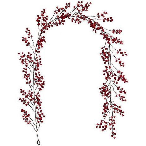 Guirlande artificielle de Noël à baies rouges de 1,95 m (6,39 pi) pour décoration de Noël (1/5)