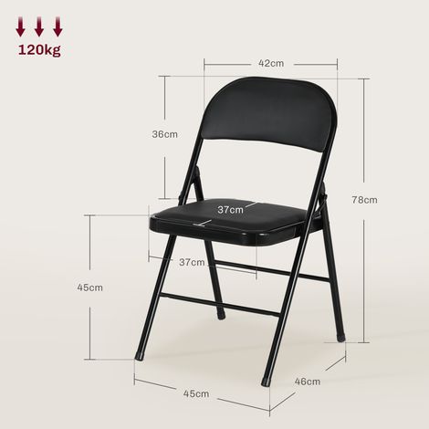 Ensemble de 4 chaises pliantes, chaises de bureau portables, pieds en métal, idéales pour le bureau, la réception ou la salle d'attente, revêtement en similicuir noir. (1/5)