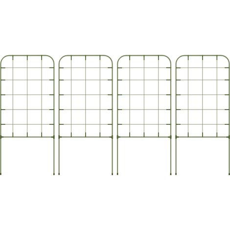 Ensemble de 4 treillis de jardin en acier pour plantes grimpantes et décoration, 40 x 90 cm, vert (1/5)