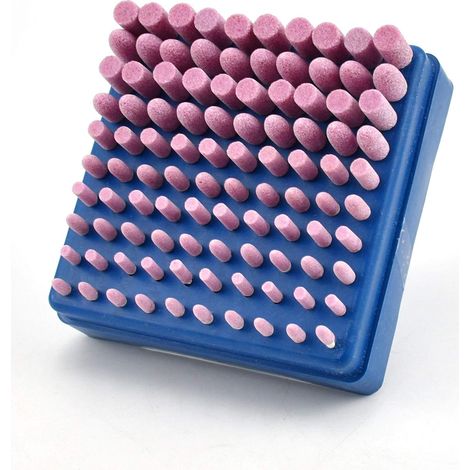 Ensemble de 100 pierres à polir pour outil rotatif, tige de 3 mm, pierre de montage pour tête de polissage abrasive, meule pour outil rotatif (rouge) (1/4)