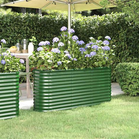 Lit surélevé de jardin-Jardinière surélevée-Bac de jardin surélevé Acier galvanisé 152x40x68 cm Vert (1/5)