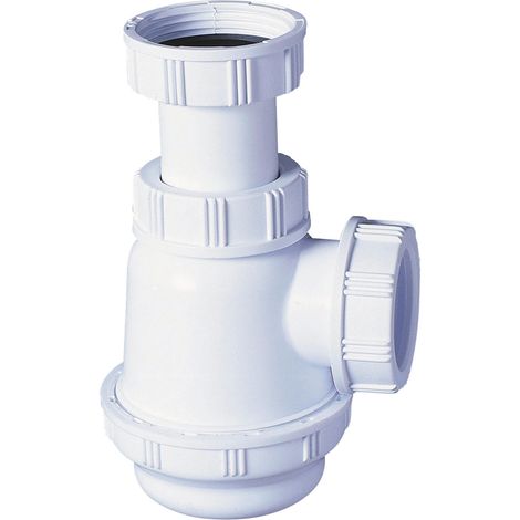 Siphon lavabo réglable blanc D32 à culot court, compact, anti-bouchage facile, Wirquin 30723130, blanc
