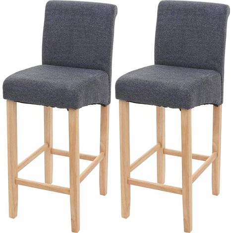 Set di 2 sgabelli da bar in tessuto grigio scuro con gambe chiare e poggiapiedi TDB04072