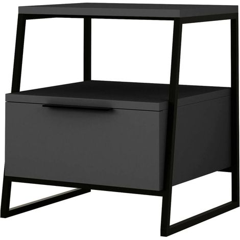 Dmora - Nachttisch Dkastrat, Niedrige Kommode, Tisch, Multifunktionaler Nachttisch, 45x40h50 cm, Anthrazit